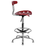 Flash Furniture Tabouret de Dessin, Plastique Métal, Rouge vin, 50,8 x 43,82 x 104,14 cm