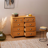 IDIMEX Commode Chambre Colmar L 92 cm 8 tiroirs en Bois Massif Brun chiffonnier apothicaire Rangement avec poignées en métal