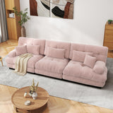 SoarFlash Canapé modulaire 3 Places Salon Moderne - Chenille, Bois Massif, reposes-Bras, Rose Clair, 77×313cm