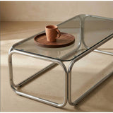 Oviala Table Basse rectangulaire L110 cm en métal et Verre trempé Noir