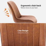 Lot de 2 Chaise Salle à Manger en vrai cuir,Chaise de cuisine Scandinave avec Siège rembourrée & Pieds en métal,Chaise à manger sans accoudoirs pour Salle à Manger,Cuisine,Salon(87X61X54CM,Brun)