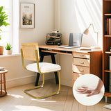 CangLong Lot de 2 chaises de salle à manger, élégante chaise de cuisine à dossier en osier avec pieds en métal doré, chaises confortables avec coussins molletonnés pour salon, salle à manger, beige