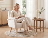 chairus Fauteuil de Loisirs en Fausse Fourrure Modern Chaise de Relaxation pour Salon Sofa de Chambre avec Pieds en Bois (Blanc)