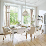 Loberon Table à manger Pinecrest, style maison de campagne, design rond, flexible, extensible grâce à 2 plaques supplémentaires, charme rustique, table de salle à manger, bois de sapin, bois de