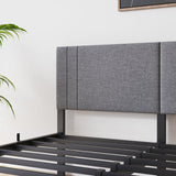 DUMEE Cadre de lit king size de 1,5 m avec tête de lit rembourrée, cadre de lit rembourré avec support à lattes en métal, lit king size gris