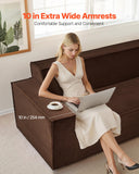VEVOR Canapé Moderne 2110 mm, canapé Nuage Confortable en Velours côtelé avec assises Profondes, Grand Sofa de Salon Moelleux avec Larges accoudoirs, pour Chambre, Appartement et Bureau, Marron