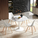 buybyroom Table de Salle à Manger, Ronde, Moderne, Table de Bar, Bureau, Convient pour la Cuisine, la Salle à Manger, Le Salon et Le Bureau, pour 2 à 4 Personnes, diamètre 100 cm, Couleur marbre