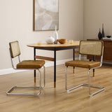 Zouron Chaises De Cuisine en Rotin Lot de 4, Chaises De Salle à Manger Modernes du Milieu du SièCle, Chaises De Cuisine sans Accoudoirs avec Dossier en Rotin Tressé, Pieds en MéTal, Marron