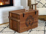 Uncle Joe's Caisse en Bois Coffre Table Basse Table d'appoint Vintage Style Shabby Chic Bois Massif Noyer
