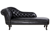 Chaise Longue Côté Gauche Méridienne en Cuir PU Noir Glamour Elégant Salon Nimes