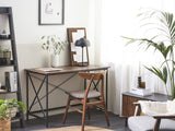Beliani Bureau Home Office Bois Foncé avec Pieds en Métal Noir 115 x 60 cm Futon
