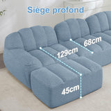 KOMHTOM Canapé Modulaire en Velours Côtelé, Canapé Salon Moderne, Coussin d'assise Confortable en Mousse Haute Densité 32D, Canapé Combinable Librement (Bleu, 2 Places en L)