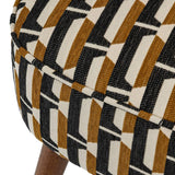 Atmosphera Créateur d'Intérieur - Fauteuil Chiara Tissu Chenille Noir Ocre Rétro Vintage Bois Hévéa Accoudoirs Semi-Ferme pour Salon, Bureau, Chambre