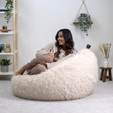 Icon Pouf Classique en Fausse Fourrure Licorne, Pouf Gros de Salon, Pouf Fauteuil pour Adultes ou Enfant avec Remplissage (Cocoon, Blanc)