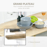 HOMCOM Table à Manger Design Industriel Grand Plateau dim. 120L x 60l x 75H cm Pieds métal Noir en épingles MDF Aspect chêne Clair