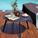 Grand patio Table Basse, Café Table, Acier de Première Qualité, Poids Léger, Table D’appoint Ronde latérale pour Bureau, Balcon, Cuisine et la Chambre (Noyer Noir)