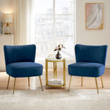 Sicaan Lot de 2 fauteuils Cocktail Judith Velours Bleu Nuit
