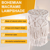 Dytabepl Tapisserie murale faite à la main - Abat-jour en macramé bohème - Décoration artisanale - Pompon - Décoration de tête - Décoration murale