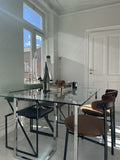 Table de Repas en Verre Trempé 160 x 90 cm Pieds Argentés Envia