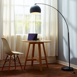 Lampadaire Arquer arc lampe de salon abat-jour pied marbre noir Teamson Home VN-L00013-EU