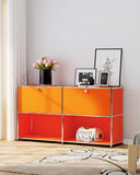 Simplink Buffet en métal avec 2 Portes à Rabat, ameublement Moderne, Parfait pour la Maison, Le Bureau, la Cuisine, Le Couloir, Le Foyer et la Chambre à Coucher (Orange Mat)