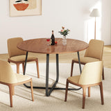 Suuiwau Table de salle à manger ronde 120 cm en bois marron noyer moderne pour cuisine, salon, salle à manger, terrasse, cour, café, bureau et autres endroits