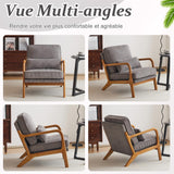Bonnlo Fauteuil de Salon en Velours Côtelé, Chaise d'Appoint Relaxation avec Cadre en Bois, Siège Confortable pour Salon, Chambre, Terrasse, 65 x 80 x 78 cm (Gris Clair)