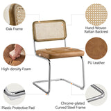 Zouron Chaises De Cuisine en Rotin Lot de 2, Chaises De Salle à Manger Modernes du Milieu du SièCle, Chaises De Cuisine sans Accoudoirs avec Dossier en Rotin Tressé, Pieds en MéTal, Marron