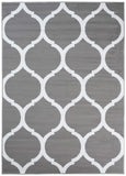 TAPISO Luxury Tapis Poils Ras Moderne Gris Blanc Géométrique Trèfle Marocain Tapis Salon Chambre Adulte Salle à Manger Bureau Oeko-TEX Résistant 160 x 220 cm