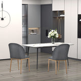 HOMCOM Lot de 2 chaises de Salle à Manger Chaise de Salon Pieds en métal Imitation Bois 50 x 58 x 85 cm Gris