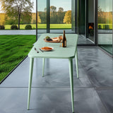 LOKKHAN Table à manger rectangulaire moderne en métal pour 6 personnes - Table intérieure et extérieure - Table de café, bar, bureau et réunion - Jardin - Balcon - 120 x 60 x 76 cm - Vert pois