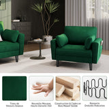 Yaheetech Fauteuil de Salon Moderne avec Accoudoir et Poches Chaise Relax avec Coussins Cadre en Bois Fauteuil Chambre en Tissu pour Salon Vert