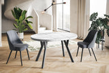 AlpiMeble Table de salle à manger ronde OVO, table extensible diamètre : 80 cm à 130 cm, table de salon, couleur : blanc, avec pieds en bois de couleur blanche