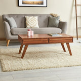 IDIMEX Table Basse Jona Style scandinave Table de Salon rectangulaire avec 2 tiroirs, en pin Massif lasuré Brun foncé