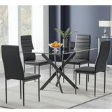 GOLDFAN Table en Verre Trempé Salle à Manger de Cuisine Moderne, Une Table à Manger Noir pour 4 Personnes,110 cm, Noire