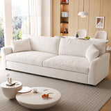 Guyii Canapé 2 Places en Tissu Bouclette Beige Grand canapé Moderne et Confortable pour Salon, Dossier Moelleux et Assise Profonde, canapé Design avec accoudoirs Larges, Longueur 266 cm