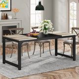 Tribesigns Table À Manger, Table De Cuisine Industrielle Rectangulaire pour 4–6, Table De Salle À Manger avec Pieds en Métal Robustes, Salon Cuisine