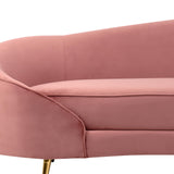 Canapé en Velours Courbé Glamour Rose Pastel à 3 Places Pieds Dorés Brillants Savar