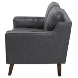 Canapé Fixe 2 Places Revêtement en Cuir PU Haut de Gamme Gris et Rembourrage Épais pour Salon au Design Rétro Beliani