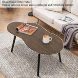 FEUFOAM Table basse en forme de nuage, style industriel moderne, tables basses en bois, table centrale irrégulière, table de sol, milieu du siècle, meubles décoratifs pour salon, marron rustique