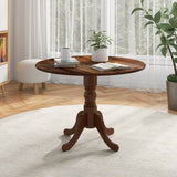 LIFEZEAL Table de Salle à Manger Ronde pour 4 Personnes, en Bois d'hévéa avec Base sur Socle, Meubles de Salon de 100 cm, pour Salle à Manger, Salon et Bureau, Charge 100 kg (Marron)