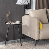 YOUDENOVA Table d'appoint, ronde, en métal, petite, basse, décorative, moderne, trépied en acier tubulaire, diamètre : 40,5 x 50 cm, pour salon, noire