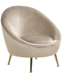 Beliani Fauteuil en Velours Taupe et Métal Forme Ronde Rembourré en Mousse Style Elégant Langa
