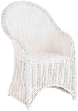 Fauteuil de salle à manger en rotin avec accoudoirs, blanc