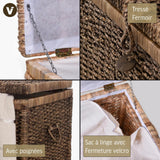VIVANNO Coffre à linge Coffre en jacinthe d'eau Lea Marron 84 cm