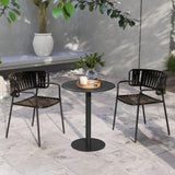 HOMCOM Table à manger ronde pour 2 personnes au design minimaliste, table moderne en acier, pour intérieur et extérieur, Ø 60 x 72 cm, noir