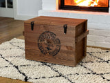 Uncle Joe's Caisse en Bois Coffre Table Basse Table d'appoint Vintage Style Shabby Chic Bois Massif Noyer