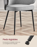 VASAGLE Chaise de Salle à Manger, Chaise de Cuisine, Siège Rembourré, en Tissu Coton-Lin, Fauteuil de Salon, Pieds en Métal, Moderne, pour Salle à Manger, Cuisine, Gris Clair LDC100G02