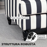 HOMCOM Fauteuil de salon avec assise large et accoudoirs longs, fauteuil en velours à rayures avec rembourrage épais et ressorts en S, 115 x 82 x 82 cm, noir et blanc