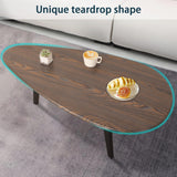 WDSHIYI Grande table basse ovale moderne du milieu du siècle pour salon, centre minimaliste, noyer et noir, 274,3 x 144,2 x 101,6 cm